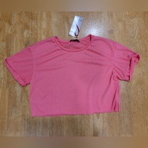 NWT In Vein pink short sleeve crop top